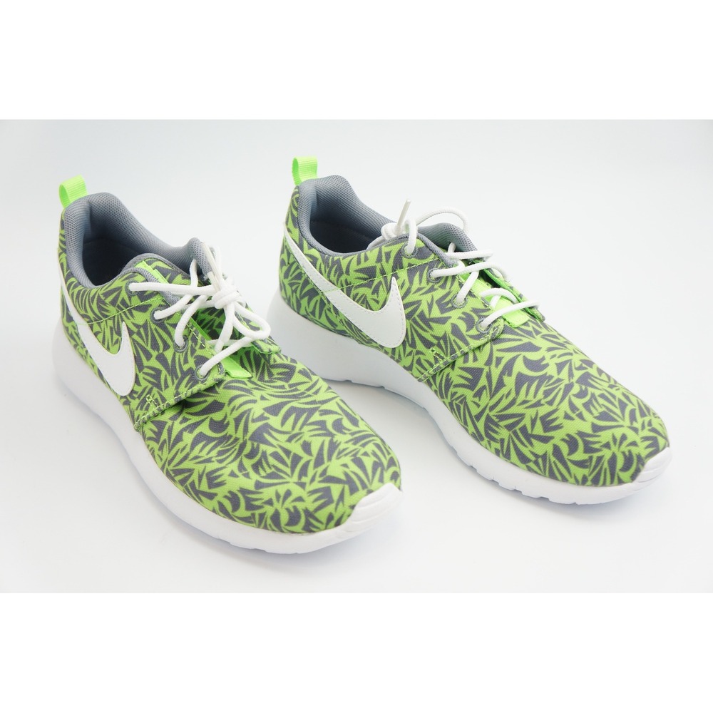 Nike Roshe One GS 6Y Green Grey Palm Print Running Shoes‎ Excellent